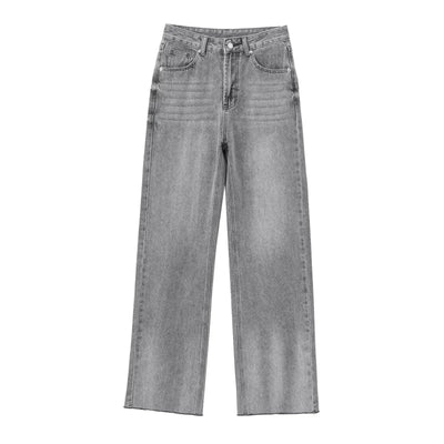 Grå Utsvängda Jeans