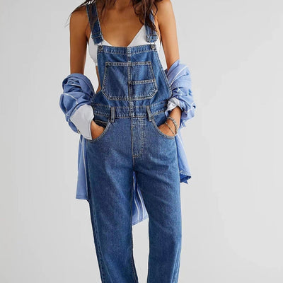 Jeansoverall för dam – trendig hängselbyxa i denim